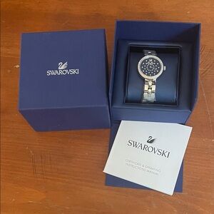 Swarovski Silver Timepiece with Deep Blue Face